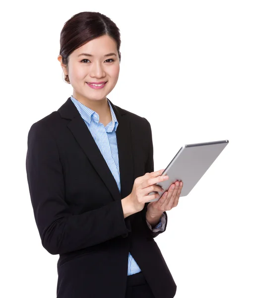 Businesswoman with tablet — Stock Photo, Image