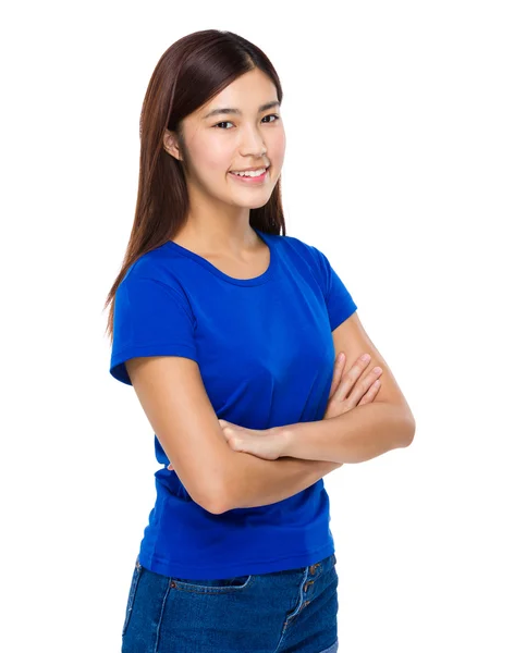 Woman with arms crossed — Stock Photo, Image