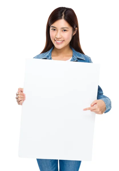 Woman with white board — Stock Photo, Image