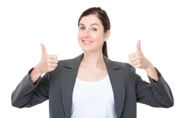 Businesswoman with two thumbs up — Stock Photo, Image