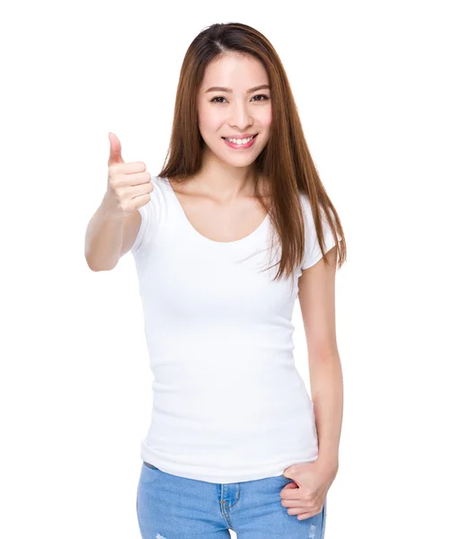 Woman with thumb up — Stock Photo, Image