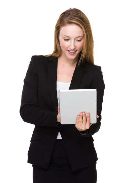 Businesswoman with tablet — Stock Photo, Image