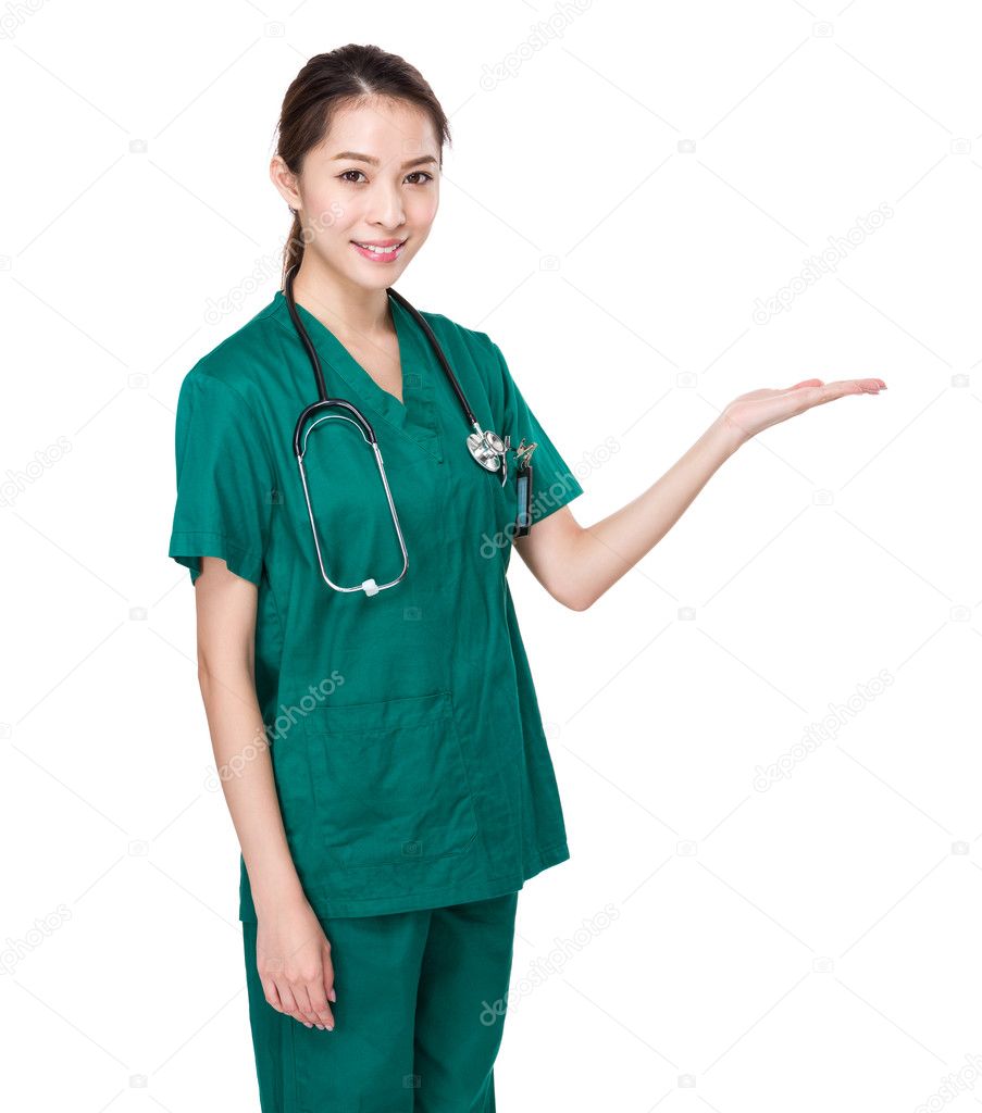 Doctor with open hand palm