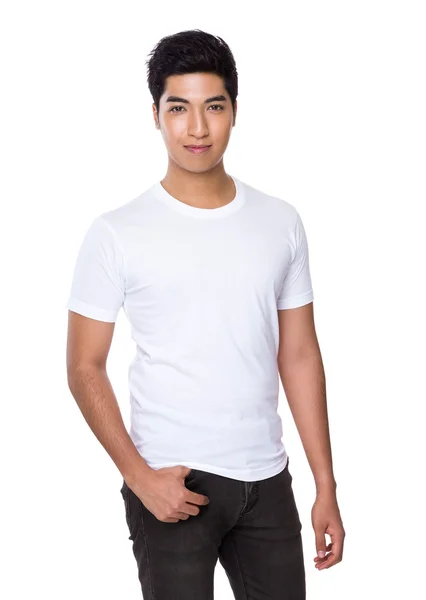 Mężczyzna w białej koszulce — Zdjęcie stockowe