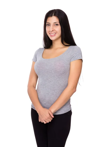 Mujer en camiseta gris —  Fotos de Stock