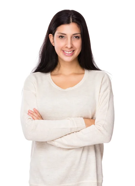 Woman with arms crossed — Stock Photo, Image