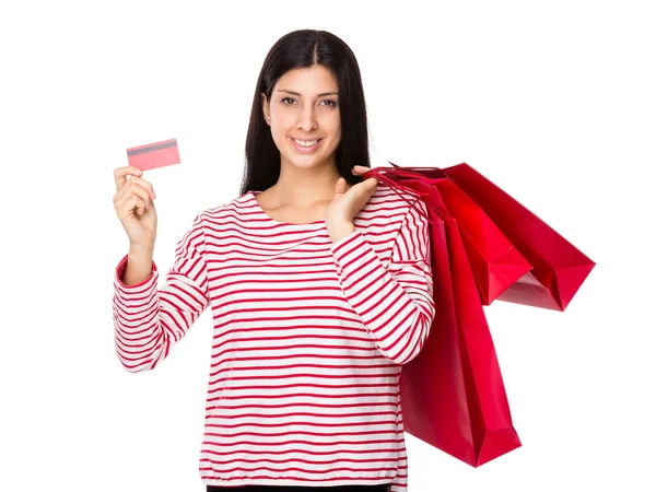 Frau mit Einkaufstüten — Stockfoto