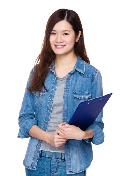 Woman with clipboard — Stock Photo, Image