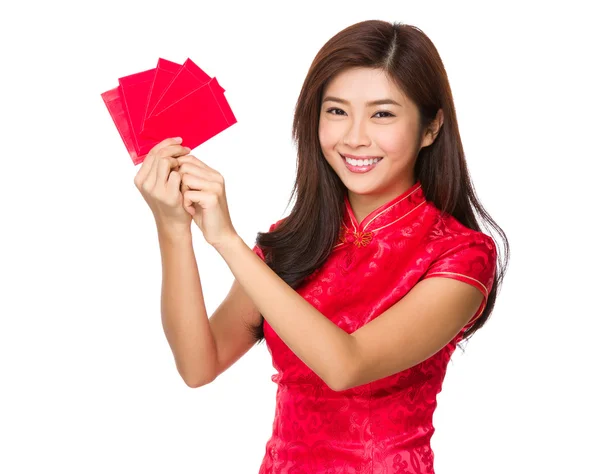 Asian woman in red dress — Stock Photo, Image