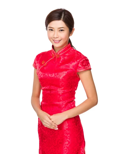 Asian woman in red dress — Stock Photo, Image