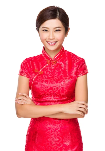 Asian woman in red dress — Stock Photo, Image