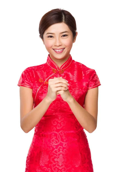 Asiatico donna in rosso abito — Foto Stock