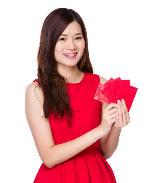 Asian woman in red dress — Stock Photo, Image