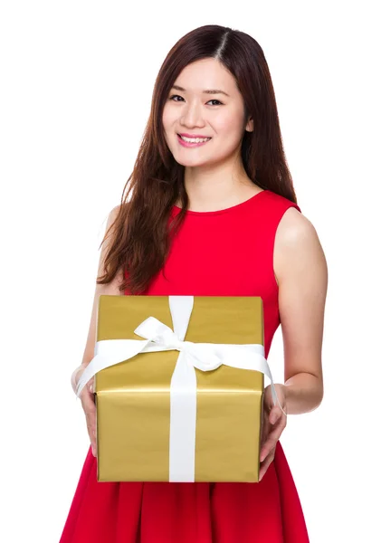 Asian woman in red dress — Stock Photo, Image