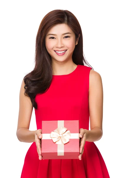 Asian woman in red dress — Stock Photo, Image