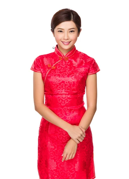 Asian woman in red dress — Stock Photo, Image