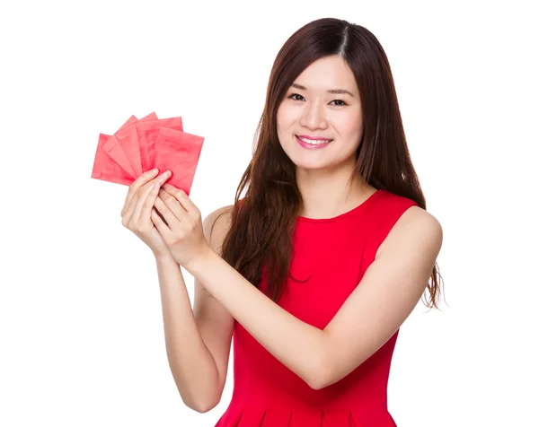 Asian woman in red dress — Stock Photo, Image