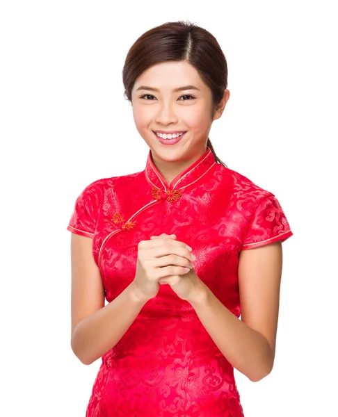 Asian woman in red dress — Stock Photo, Image