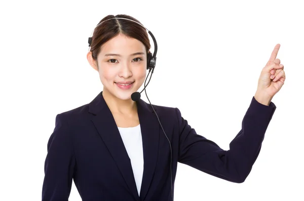 Asiatiska kvinnliga kunden tjänster operatören — Stockfoto