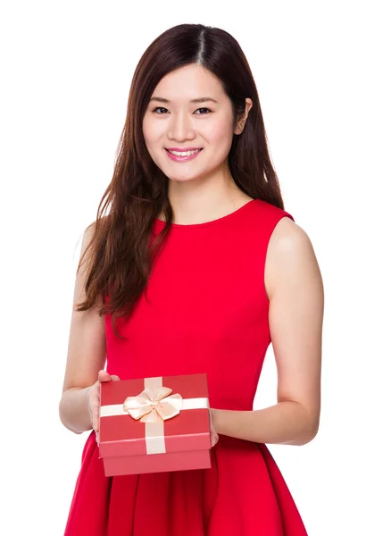 Asian woman in red dress — Stock Photo, Image