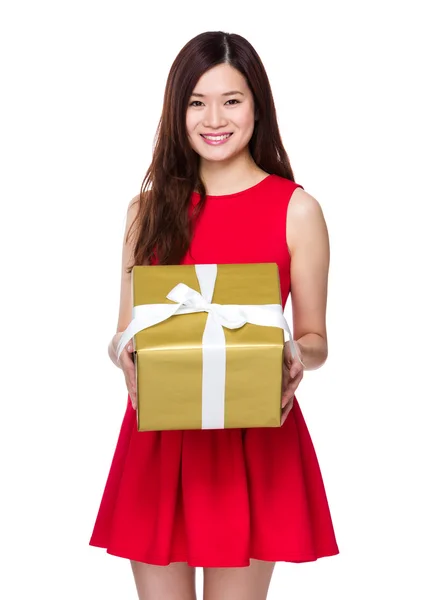 Asian woman in red dress — Stock Photo, Image