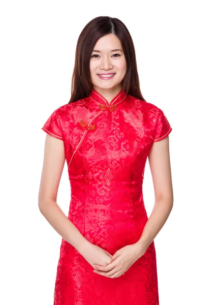 Asian woman in red dress — Stock Photo, Image