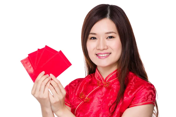 Asian woman in red dress — Stock Photo, Image