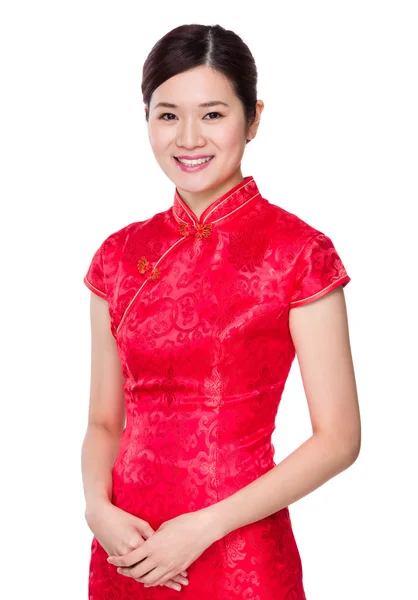 Asian woman in red dress — Stock Photo, Image