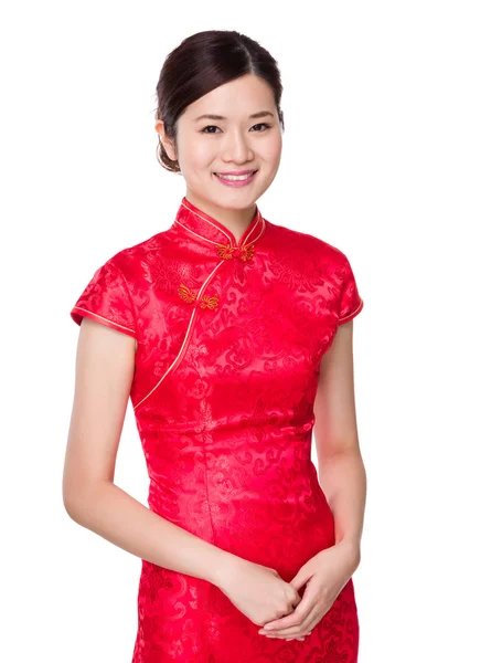 Asian woman in red dress — Stock Photo, Image