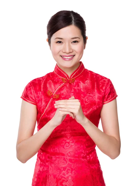 亚洲女人穿着红色 — 图库照片