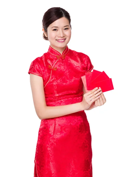 Asian woman in red dress — Stock Photo, Image