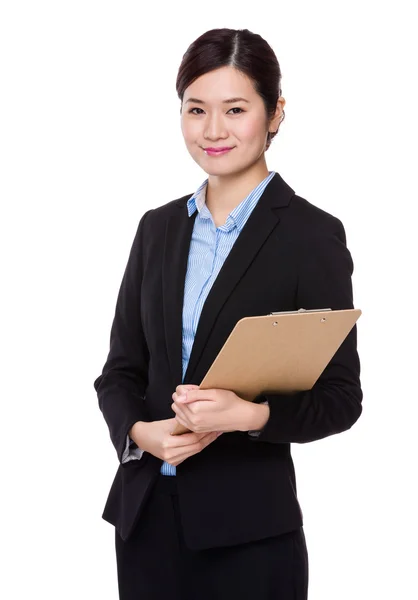 Mujer de negocios asiática en traje negro —  Fotos de Stock