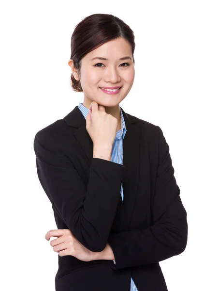 Asiatico businesswoman in nero vestito — Foto Stock