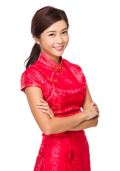 Asiatico donna in rosso abito — Foto Stock