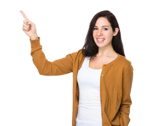 Caucasian woman in brown cardigan — Stock Photo, Image