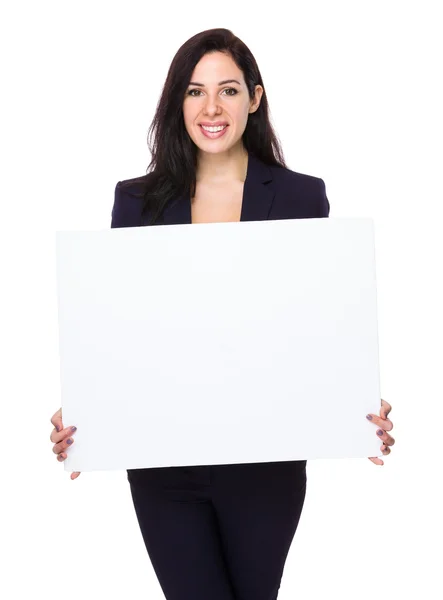 Businesswoman with white board — Stock Photo, Image