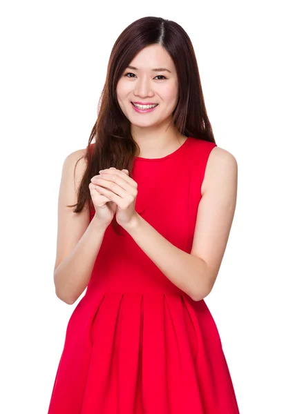 Asian woman in red dress — Stock Photo, Image