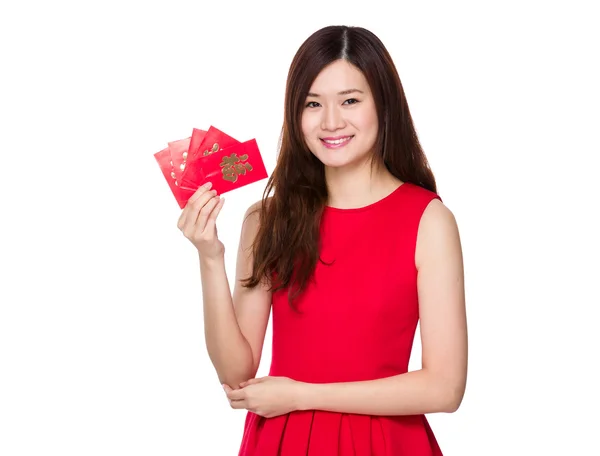 Asian woman in red dress — Stock Photo, Image