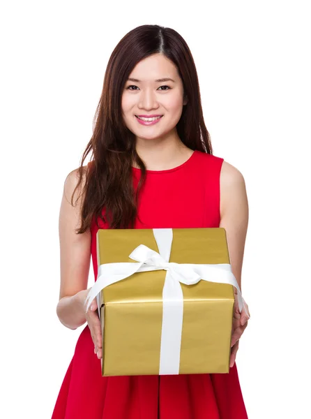 Asian woman in red dress — Stock Photo, Image