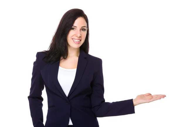 Caucasian businesswoman in black suit — Stock Photo, Image