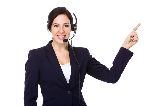 Operadora de call center feminina caucasiana — Fotografia de Stock