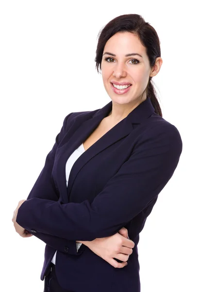 Caucasian businesswoman in black suit — Stock Photo, Image