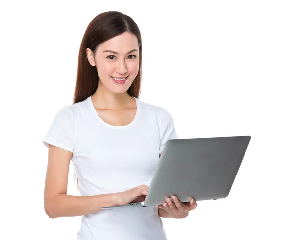 Asian woman in white t shirt — Stock Photo, Image