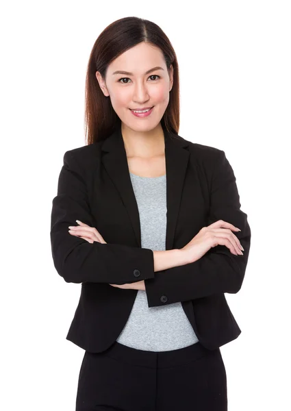 Asiatico businesswoman in nero vestito — Foto Stock