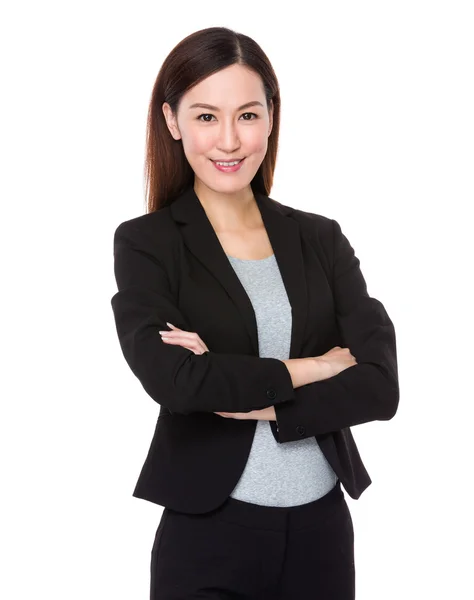 Asiatico businesswoman in nero vestito — Foto Stock