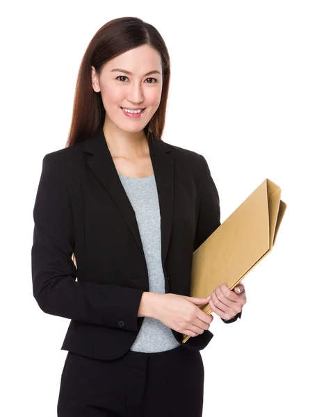 Азіатський бізнес-леді в чорному костюмі — стокове фото