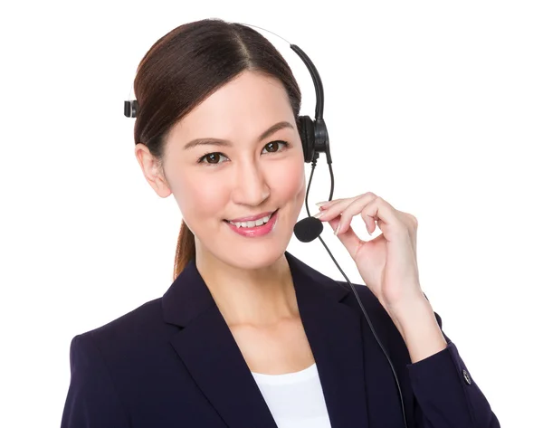 Asiatico femmina call center operatore — Foto Stock