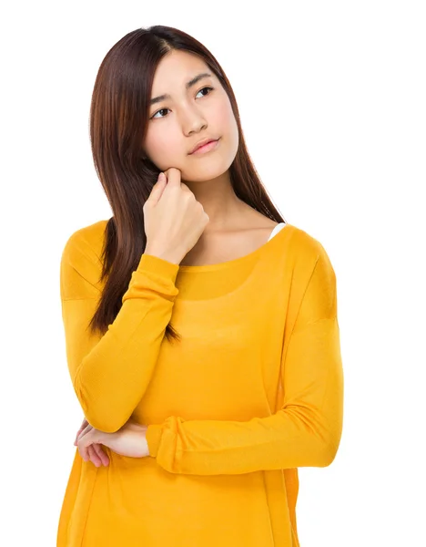 Asian woman in yellow sweater — Stock Photo, Image