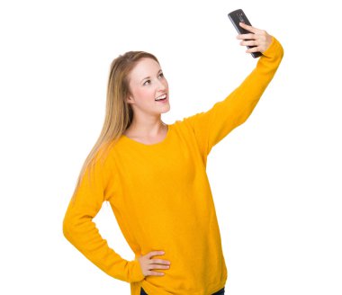 kadını kabul selfie ile smartphone