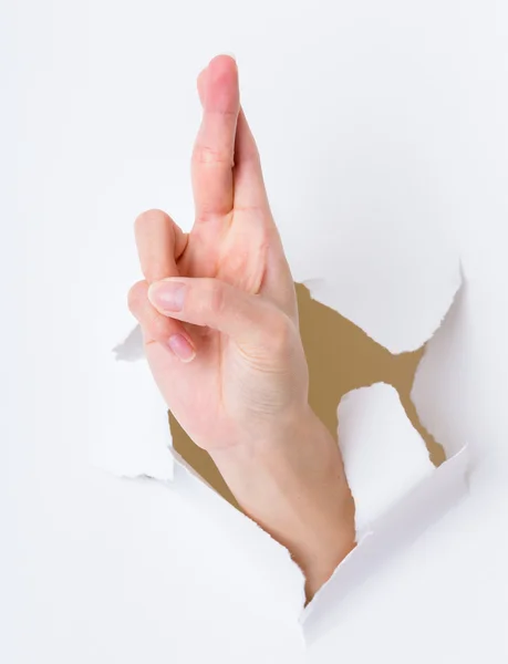 Lucky sign hand gesture — Stock Photo, Image
